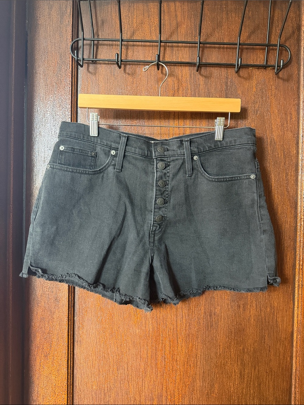Madewell Black High-Rise Button-Fly Denim Cutoff Shorts